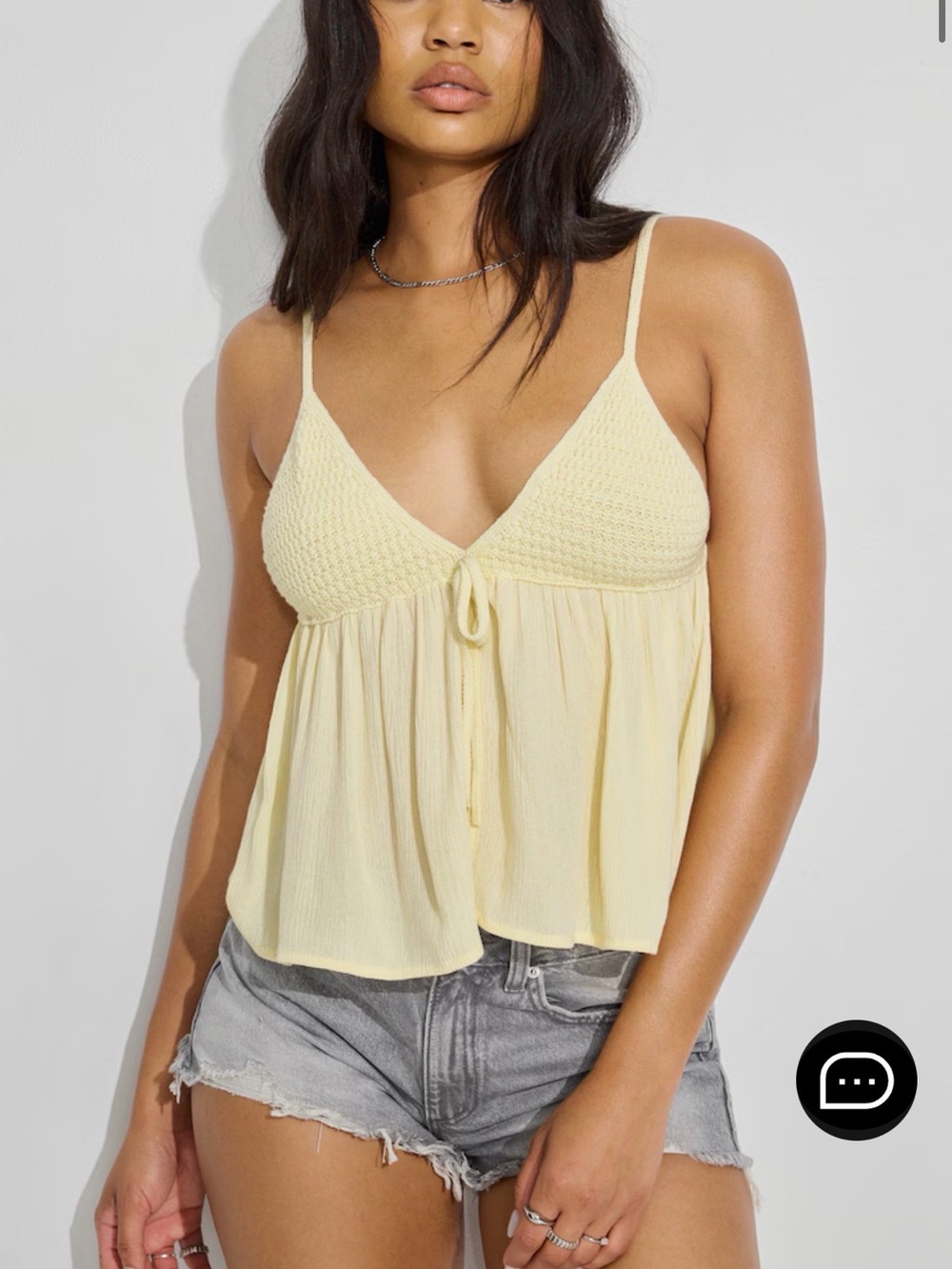 Garage Light Yellow Crochet Bust Cami